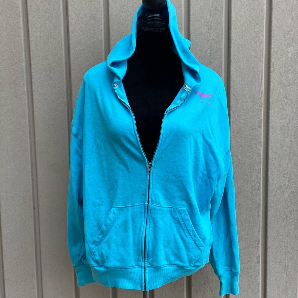 Light Blue Victoria’s Secret Pink Full Zip Hoodie